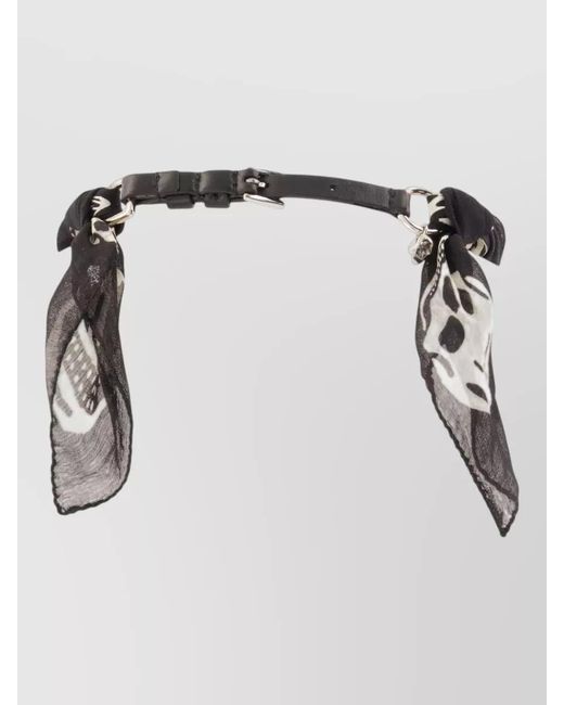 McQueen Metallic Silk Bracelet Adjustable Strap Skull Print