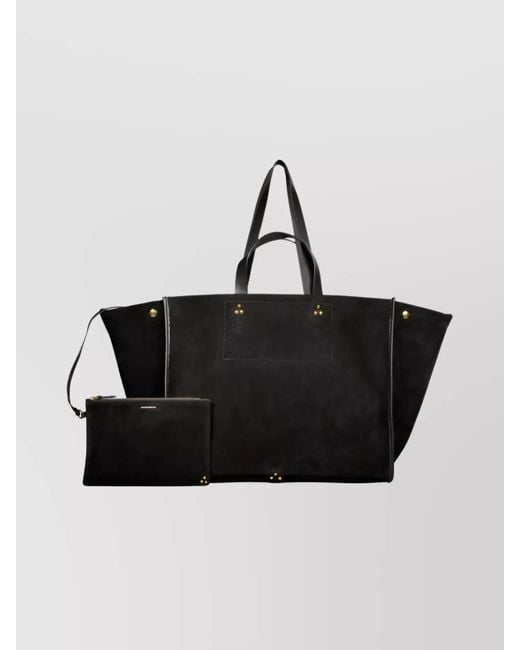 Jérôme Dreyfuss Black Luxe Suede Shoulder Bag With Dual Handles