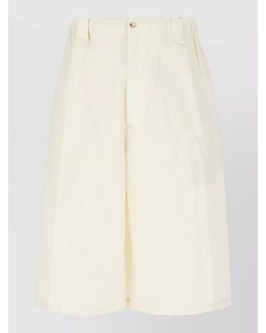 Willy Chavarria Natural Cotton Blend Bermuda Shorts Belt Loops Pockets for men