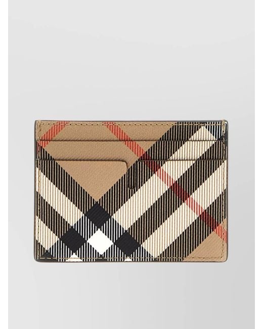 Burberry Brown Signature Pattern Compact Rectangular Card Holder for men