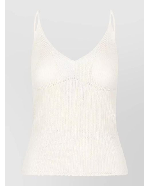 Isabel Marant Natural Knitwear V Neckline Sleeveless Ribbed Design
