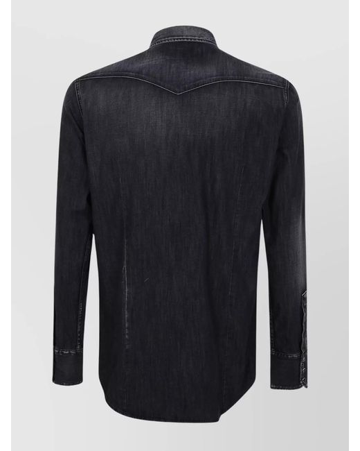 DSquared² Black Cotton Western Shirt for men