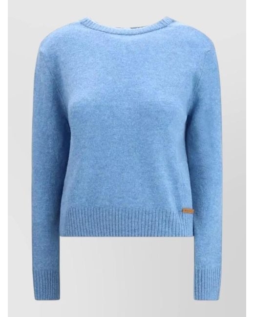 Marni Blue Cashmere Crewneck Long-Sleeve Jumper