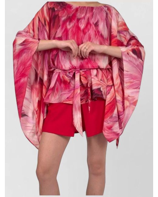 Roberto Cavalli Red Beach Shirt Belted Waist Kimono Sleeves