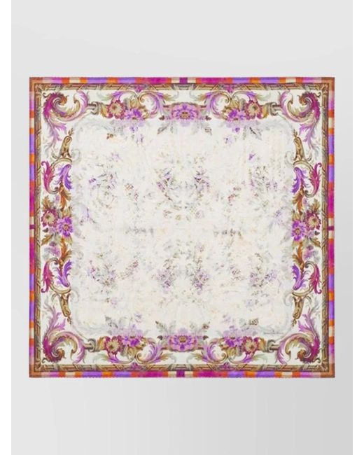 Pierre Louis Mascia White Silk Scarf Lightweight Rectangular Ornate Pattern