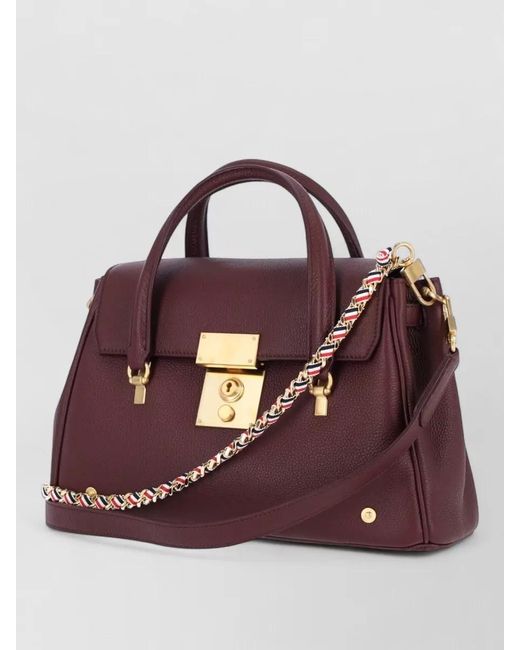 Thom Browne Purple Leather Tote Bag