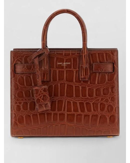 Saint Laurent Brown Nano Leather Tote Bag Structured Silhouette