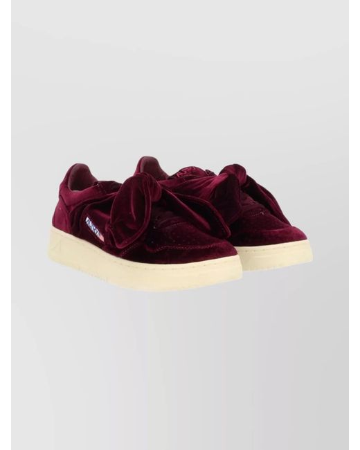 Autry Purple Velvet Low-Top Sneakers