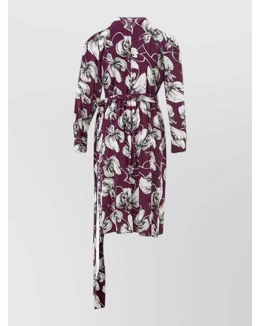 Lardini White Floral-Print Viscose Asymmetric Wrap Midi Dress