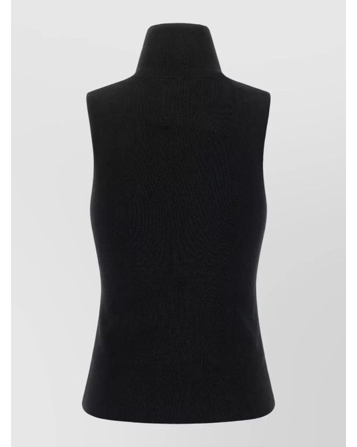 Extreme Cashmere Black High Neck Sleeveless Stretch Knit Top