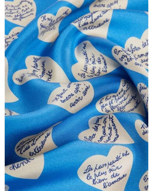 Max Mara Blue Hair Accessory Scarf Heart Pattern Design