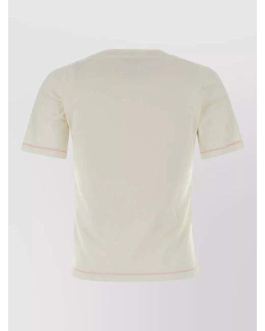 Ganni Multicolor Stretch Cotton T Shirt Graphic Crew Neck