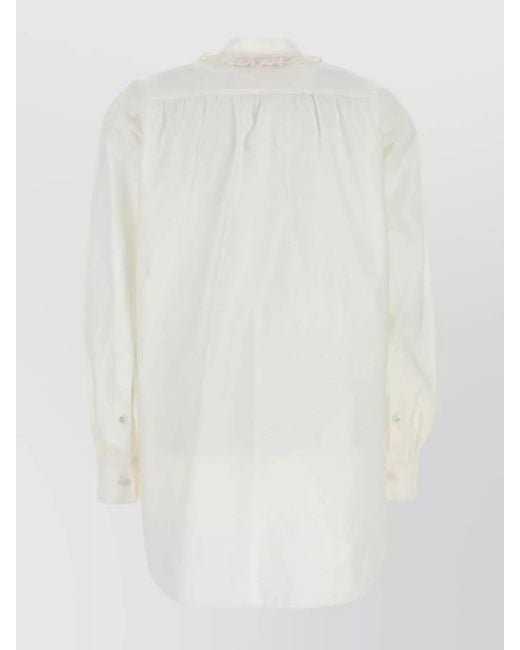 Valentino Garavani White Cotton Linen Silk Blouse