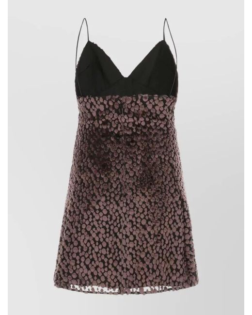 Saint Laurent Brown Silk Two-Tone Mini Dress