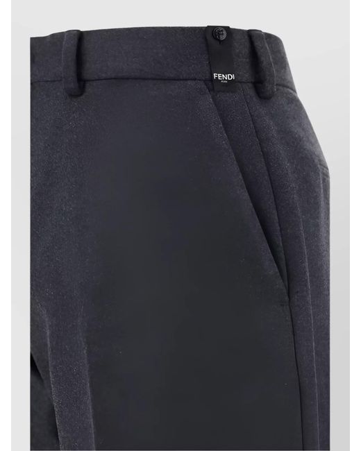 Fendi Blue Cashmere Straight-Leg Trousers for men