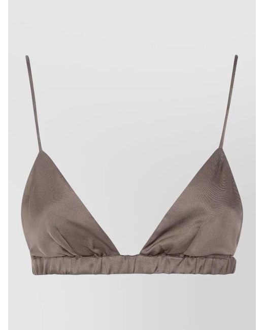 Frankie Shop Natural Nina Satin Triangle Bralette Adjustable Straps