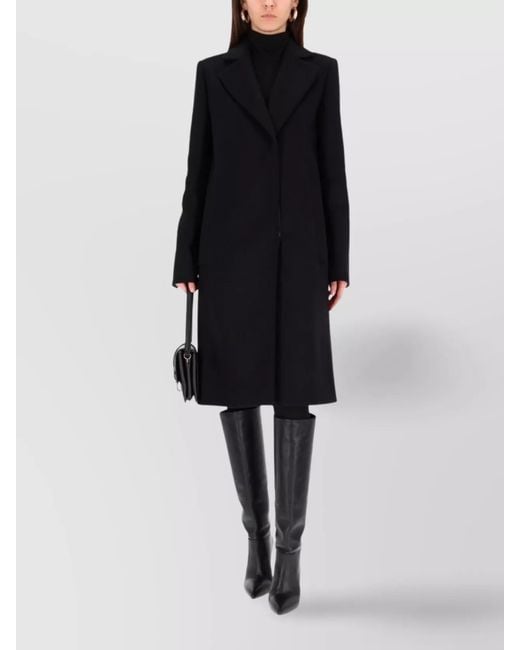 Sportmax Black Virgin Wool Single-Breasted Coat