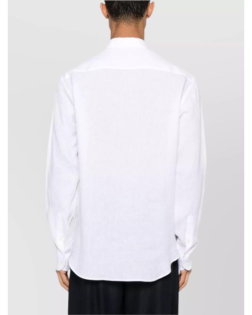 Emporio Armani White Linen Long-Sleeve Shirt for men