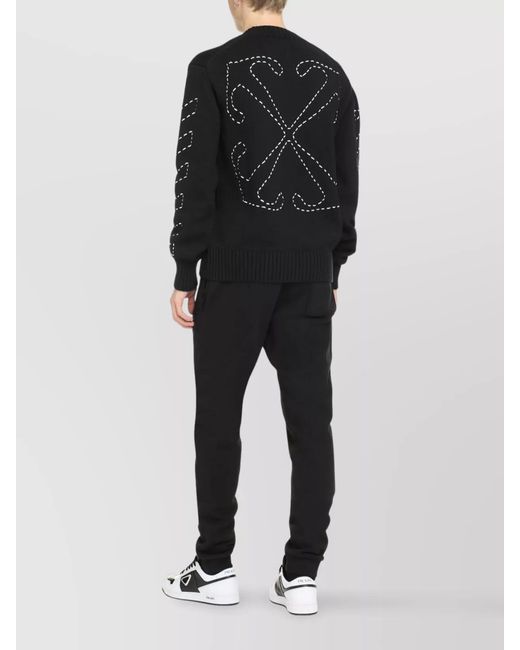 Off-White c/o Virgil Abloh Black Ribbed Crew-Neck Sweater for men