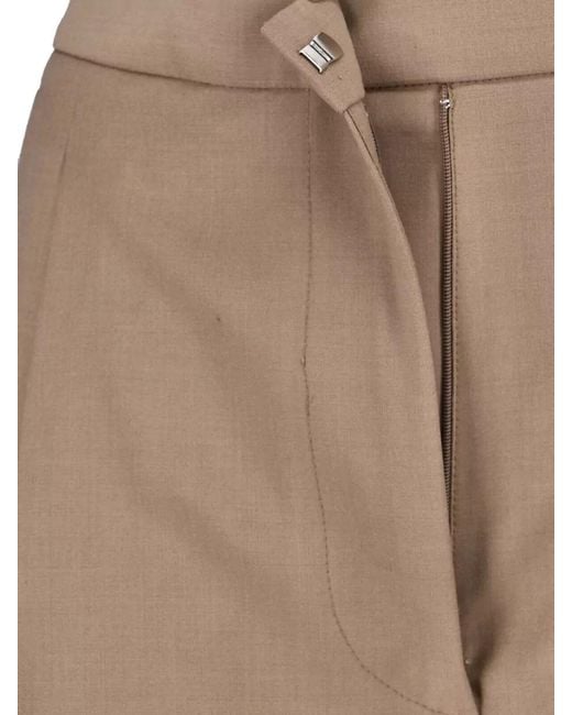 Lardini White Straight Trousers Back Pockets Pleated Design
