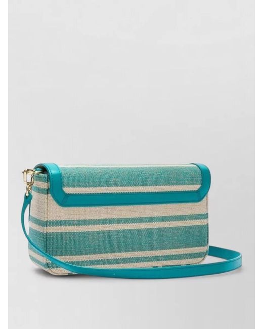 Furla Blue Crossbody Bag Striped Pattern Tone Hardware