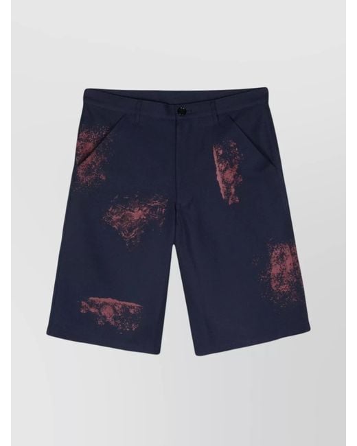 Comme des Garçons Blue Printed Shorts for men