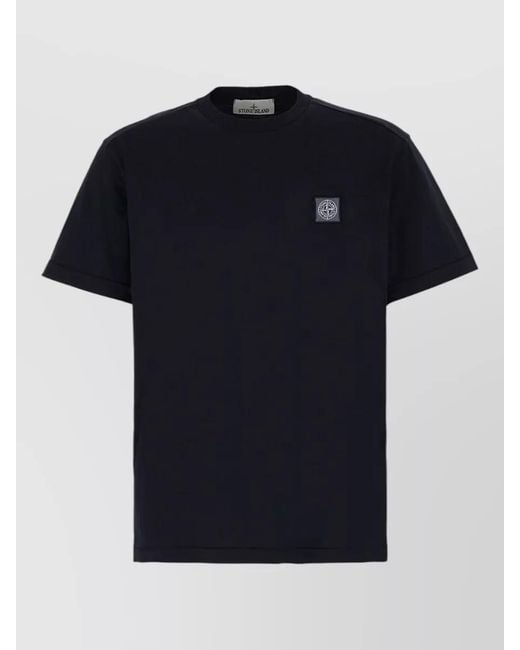 Stone Island Black Short Sleeve Crew Neck Cotton T Shirt for men