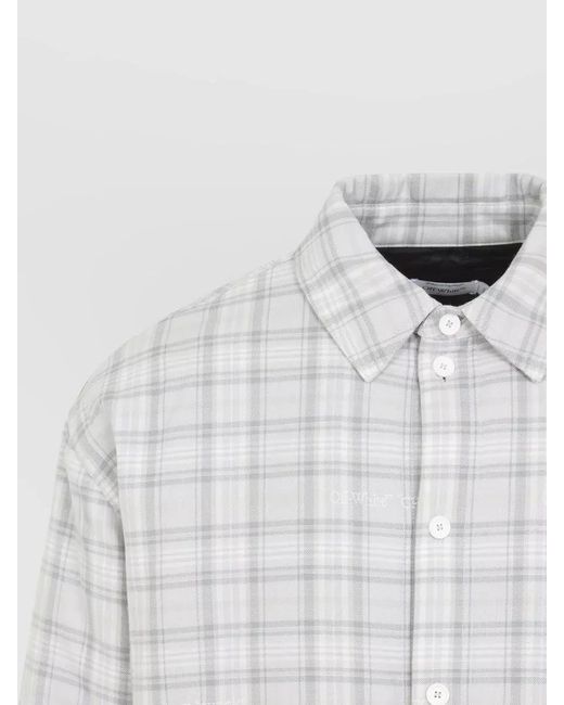 Off-White c/o Virgil Abloh White Flannel Wool Overshirt Padded Coat for men