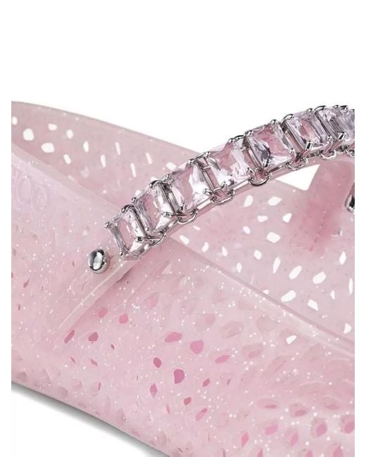 Jimmy Choo Pink Jelly Ballerina Shoes Round Toe Strap