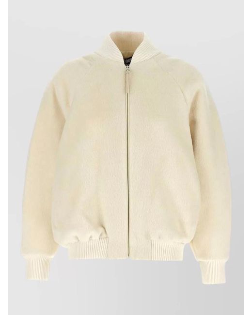 Jacquemus Natural High Collar Blouson Ribbed Cuffs Hem