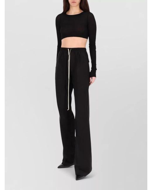 Rick Owens Black Cotton Wide-Leg Trousers