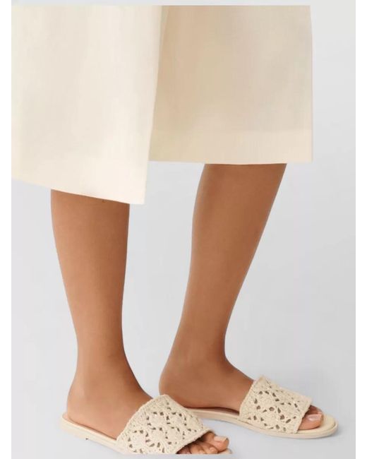 Fabiana Filippi Natural Crochet Detail Flat Sole Open Toe Slides