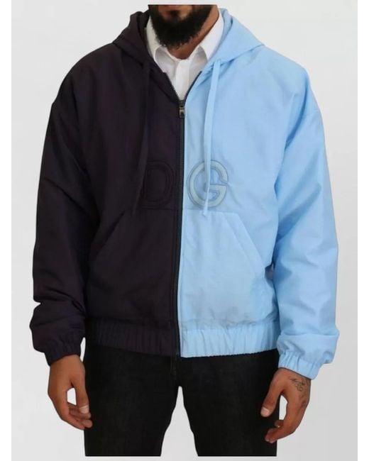 Dolce & Gabbana Blue Hooded Dg Full Zip Jacket for men
