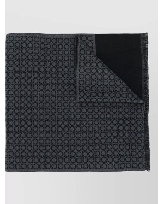 Ferragamo Gray Wool Logo-Pattern Scarf for men