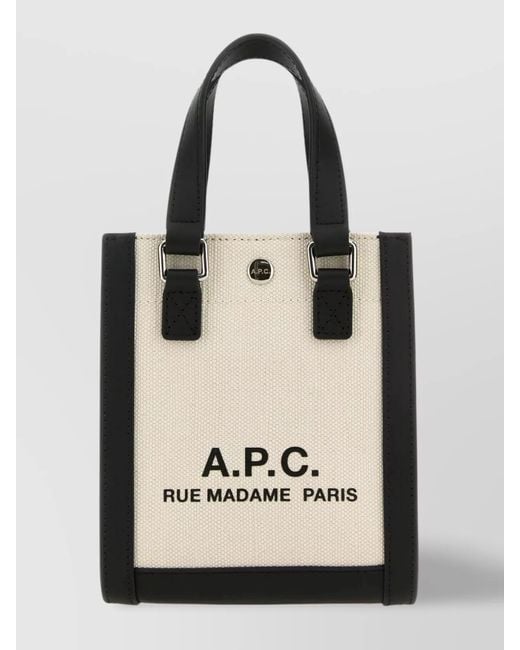 A.P.C. Natural Canvas And Leather Mini Handbag