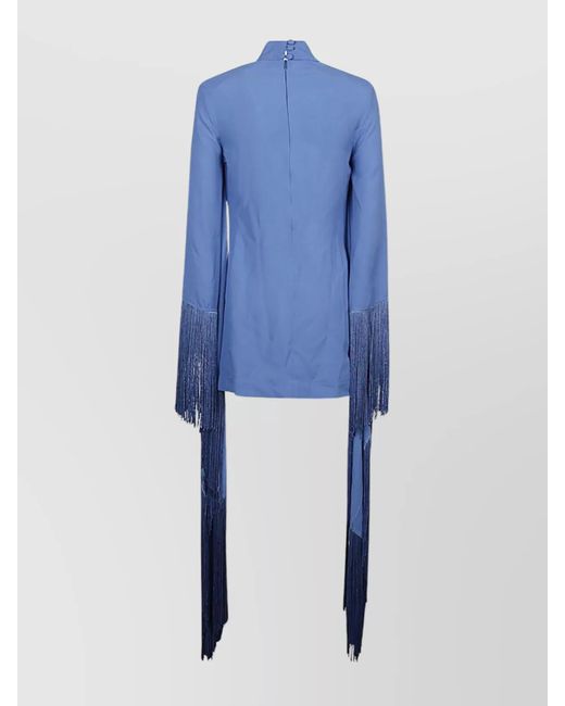 ‎Taller Marmo Blue Fringed Mini Dress