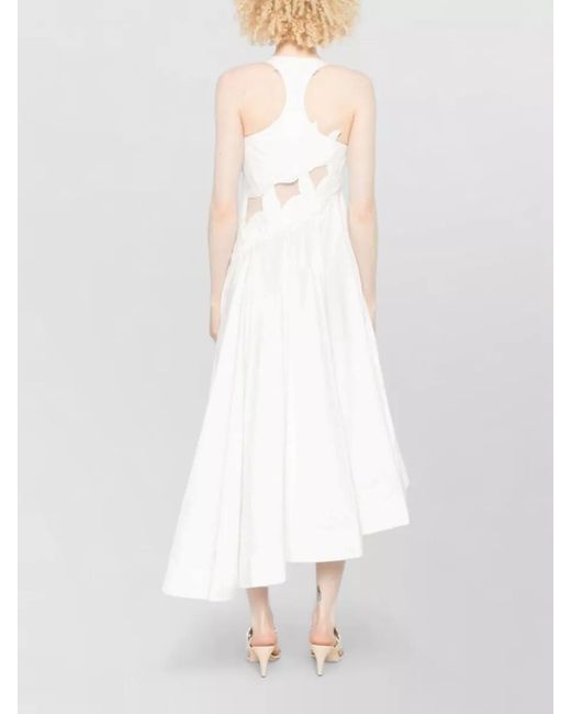 Zimmermann White Luna Cotton Dress Halter Neck Midi