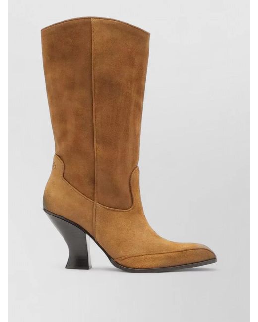 DIESEL Brown Luffy Leather Boots Knee High Pointed Toe