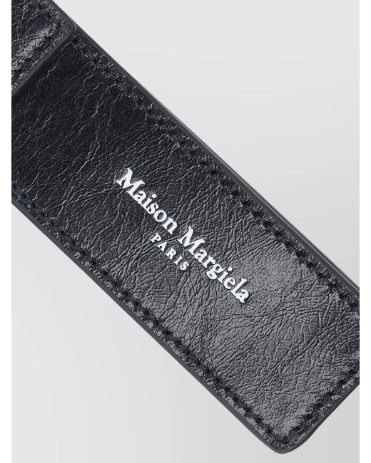 Maison Margiela White Leather Strap Keyring Metal Ring Accessory for men