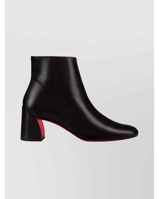 Christian Louboutin Black Stylish Leather Block Heel Ankle Boots