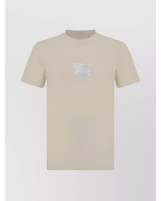 Burberry White Crew Neck Graphic Print T-Shirt for men