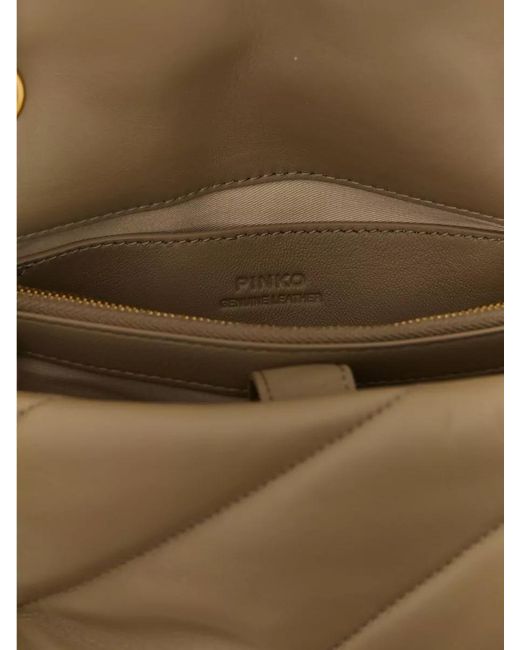 Pinko Natural Love Bag Puff Maxi Leather Quilted Shoulder Bag