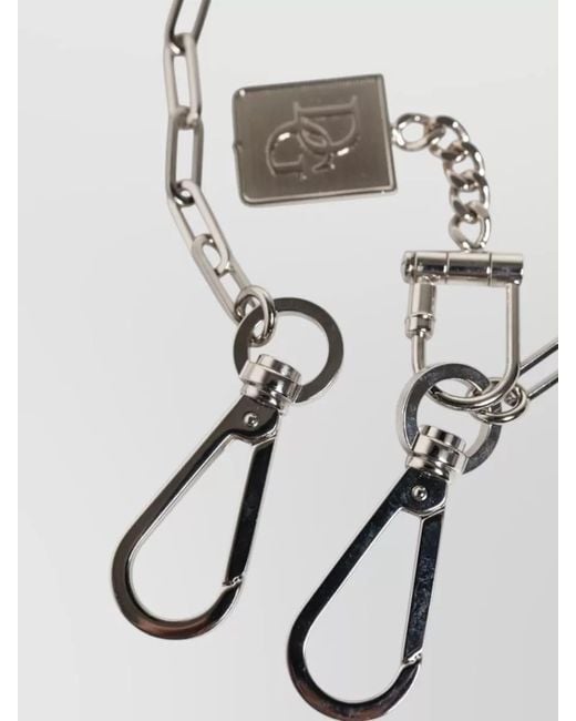 Dolce & Gabbana White Metal Chain Logo Charm Keychain for men