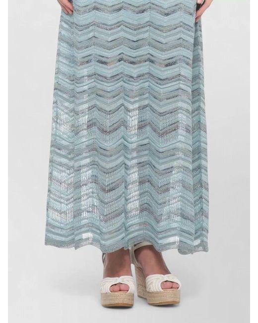 D.exterior Blue Sleeveless Viscose Dress Geometric Pattern