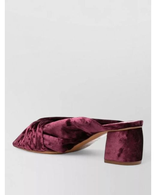 Forte_forte Red Velvet Block Heel Sandals Open Toe
