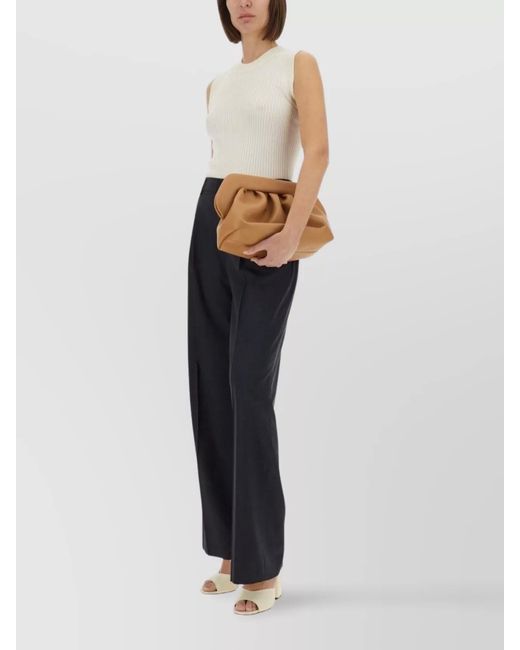 PT Torino Black Virgin Wool Wide-Leg Trousers