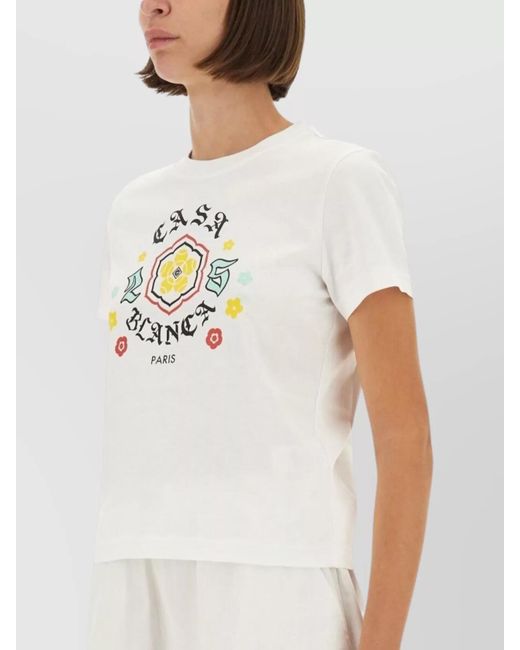 Casablanca White Fitted Cotton T-Shirt