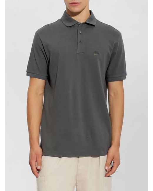Etro Gray Cotton Polo Shirt Logo Detail for men