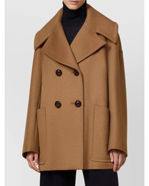 Max Mara Brown Cashmere Oversized Double-Breasted Coat