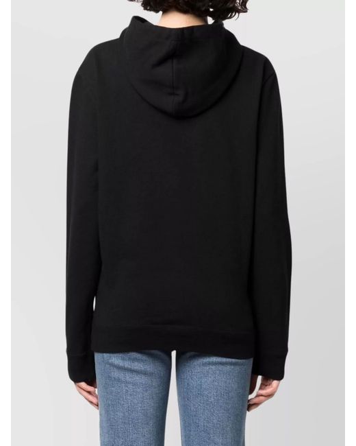 Saint Laurent Black Cotton Logo-Print Hoodie